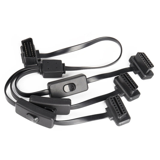 16PIN Car Ultra-thin OBD Diagnostic Extended Cable OBD2 Cable with Switch, 16PIN 3 in 1