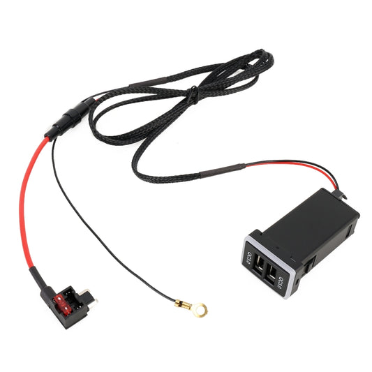 Chargeur de voiture USB à charge rapide QC3.0, interface de modification pour Toyota, alimentation par fusible (lumière bleu glacier)