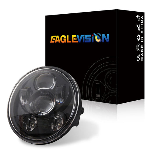 EagleVision DC9-30V 35W 6000K 4000LM Phare de moto rond 5,75 pouces à 6 LED pour Harley-Davidson, 5,75 pouces 6 LED