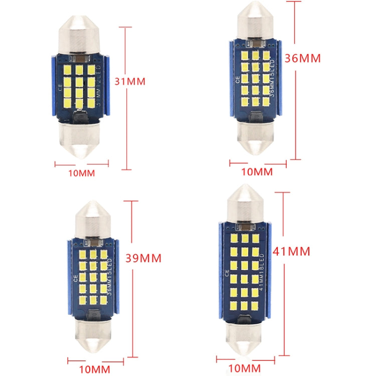 2pcs 36mm DC12-24V / 1W / 6000K / 60LM 15LEDs SMD Car Reading Lamp Dome Light, 36mm