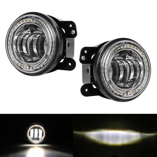 2 PCS DC12V-30V / 30W / 3A / 1440LM 12LEDs 4 inch Car LED Colorful Fog Light, Style: White Background, Style: White Background (White Light), Style: White Background (Yellow Light)