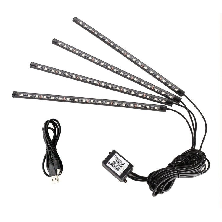 4 in 1 Universal Car USB 8-color APP Control LED Atmosphere Light Decorative Lamp, with 18LEDs Lamps Cable Length: 1.5m, APP Control USB 18LEDs