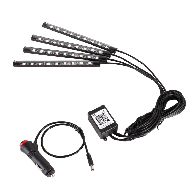 4 in 1 Universal Car Cigarette Lighter 8-color APP Control LED Atmosphere Light Decorative Lamp, with 9LEDs Lamps Cable Length: 1.5m, APP Control 9LEDs
