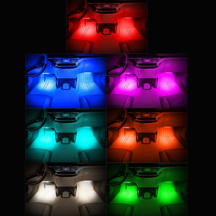 4 in 1 Universal Car Cigarette Lighter 8-color APP Control LED Atmosphere Light Decorative Lamp, with 9LEDs Lamps Cable Length: 1.5m, APP Control 9LEDs