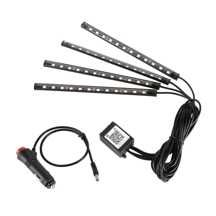 4 in 1 Universal Car Cigarette Lighter 8-color APP Control LED Atmosphere Light Decorative Lamp, with 12LEDs Lamps Cable Length: 1.5m, APP Control 12LEDs