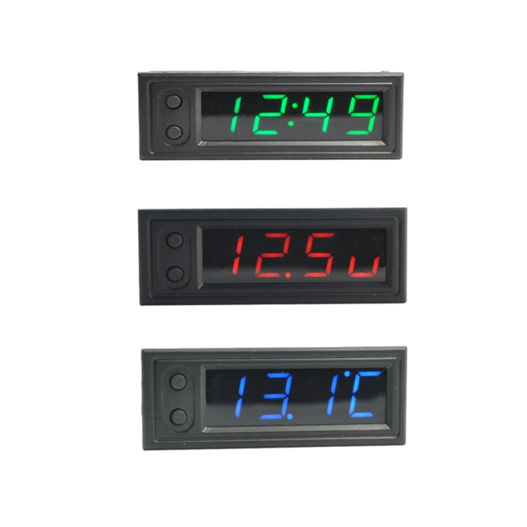 3-in-1 Auto-Hochpräzisions-Elektronik-LED-Leuchtuhr + Thermometer + Voltmeter, 3-in-1 Grün, 3-in-1 Blau, 3-in-1 Rot