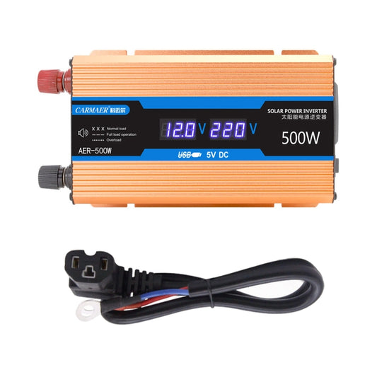 Carmaer 48V to 220V 500W Car Multi-function Double Digital Display Inverter Household Power Converter, 48V to 220V 500W