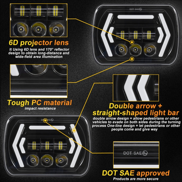 Car 7 inch Square DC9-30V LED Headlight Modification Accessories for Jeep Wrangler, 7 inch Square