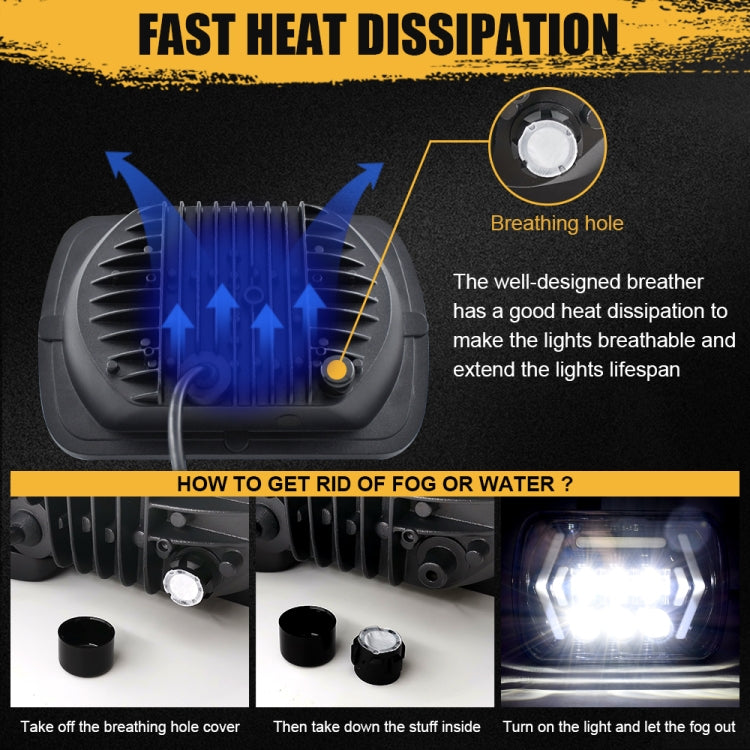 Car 7 inch Square DC9-30V LED Headlight Modification Accessories for Jeep Wrangler, 7 inch Square