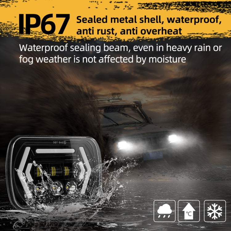 Car 7 inch Square DC9-30V LED Headlight Modification Accessories for Jeep Wrangler, 7 inch Square