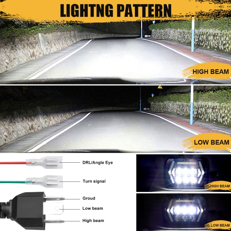 Car 7 inch Square DC9-30V LED Headlight Modification Accessories for Jeep Wrangler, 7 inch Square
