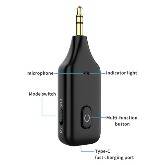 A60 Émetteur Récepteur Bluetooth Voiture 3 en 1, AUX 3,5 mm, Appels Mains Libres, A60