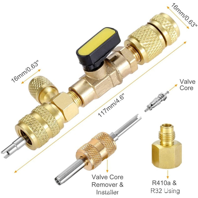 R410A R22 Spool Remover Installation Tool with Dual Size SAE 1/4 and 5/16 Ports, R410A