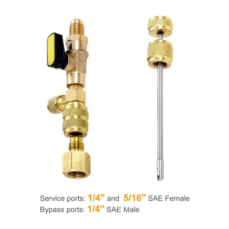 R410A R22 Spool Remover Installation Tool with Dual Size SAE 1/4 and 5/16 Ports, R410A