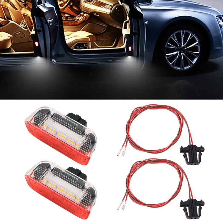 2 PCS Car DC 12V 1.6W Door Lights Lamps 18LEDs SMD-3528 Lamps with Cable for Volkswagen Golf 5 / 6, For Volkswagen Golf 5 / 6