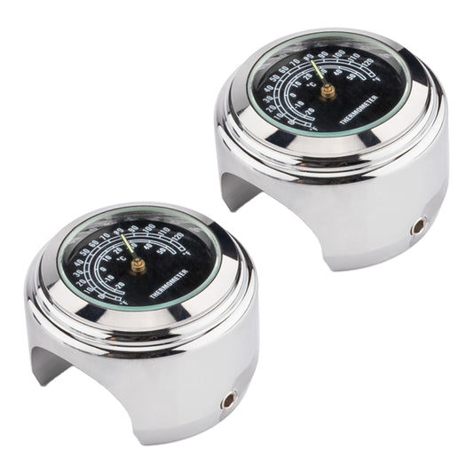 2x Motorrad 22-25mm Lenkerthermometer, Thermometer (Schwarz), Thermometer (Weiß)