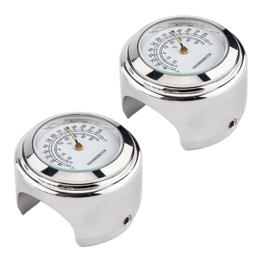 2 PCS Motorcycle 22-25mm Handlebar Thermometer, Thermometer (White), Thermometer (Black)
