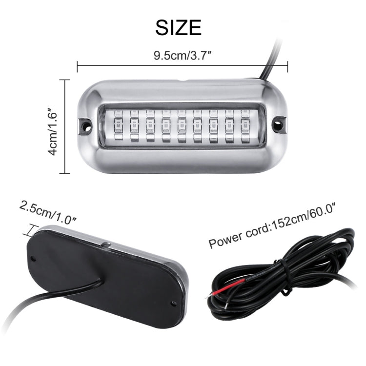2 PCS MK-027 Ship / Yacht 10-30V 27LEDs Waterproof Stainless Steel Underwater Light, Underwater Light(Red Light), Underwater Light(White Light), Underwater Light(Green Light), Underwater Light(Blue Light)