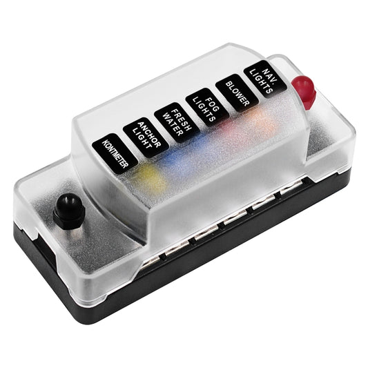 ZH-978A1 FB1901 1 In 6 Out 6 Ways Independent Positive Negative Fuse Box with 12 Fuses for Auto Car Truck Boat, ZH-978A1