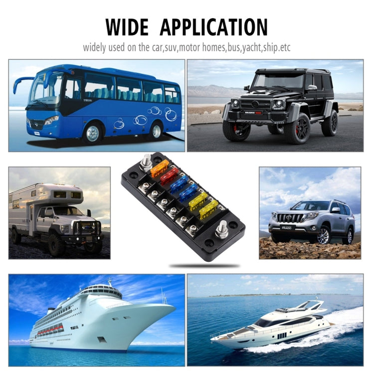 ZH-979A1 FB1903 1 In 1 Out 6 Ways No Distinction Positive Negative Fuse Box with 12 Fuses for Auto Car Truck Boat, ZH-979A1
