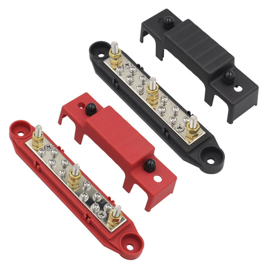 1 Pair 48V 150A M6 Power Distribution Terminal Block Battery Bus Bar Set with Terminal Block, M6 with Terminal Block