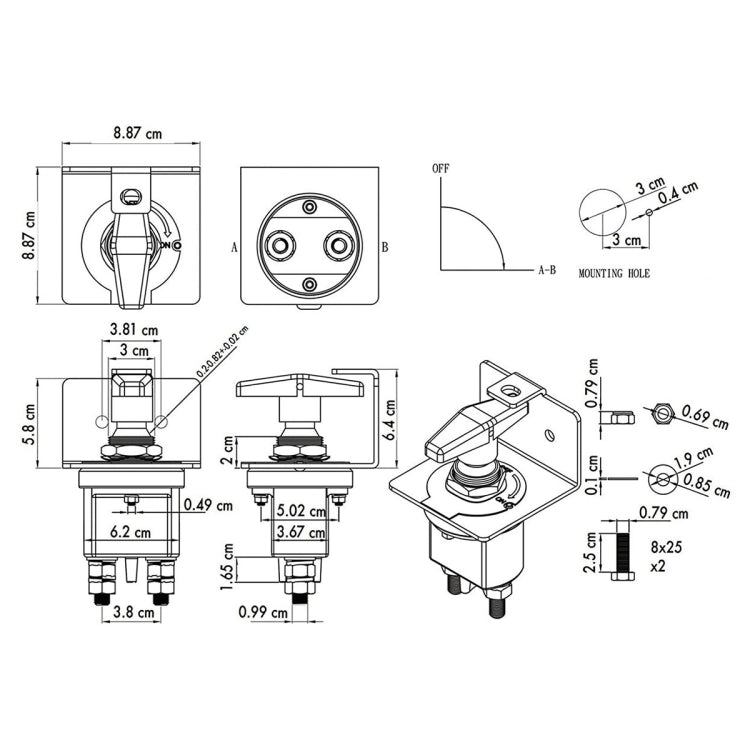 Yacht RV Battery Cut-off Switch with Lock, CP-0574