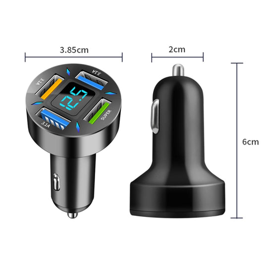 Chargeur de voiture super rapide 4 en 1 USB 66 W avec affichage numérique, 66 W