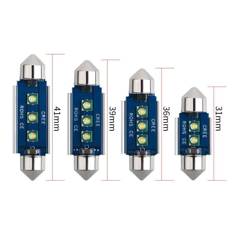 2pcs 36mm IC12V / 2.76W / 0.23A / 300LM 3LEDs SMD Car Reading Lamp Dome Light, 36mm