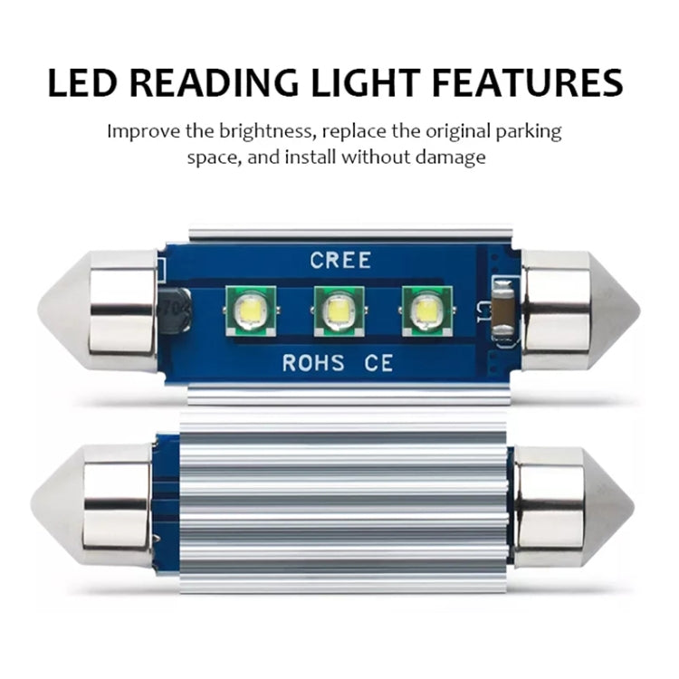 2pcs 36mm IC12V / 2.76W / 0.23A / 300LM 3LEDs SMD Car Reading Lamp Dome Light, 36mm