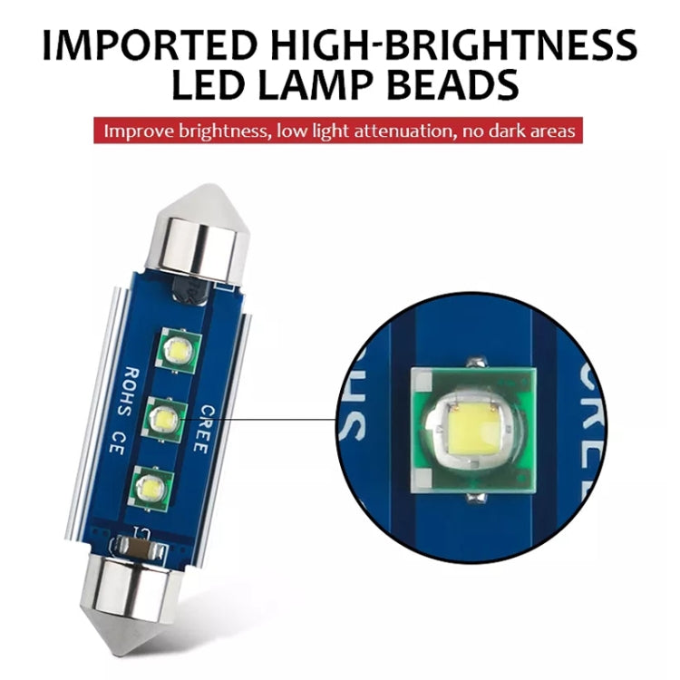 2pcs 36mm IC12V / 2.76W / 0.23A / 300LM 3LEDs SMD Car Reading Lamp Dome Light, 36mm