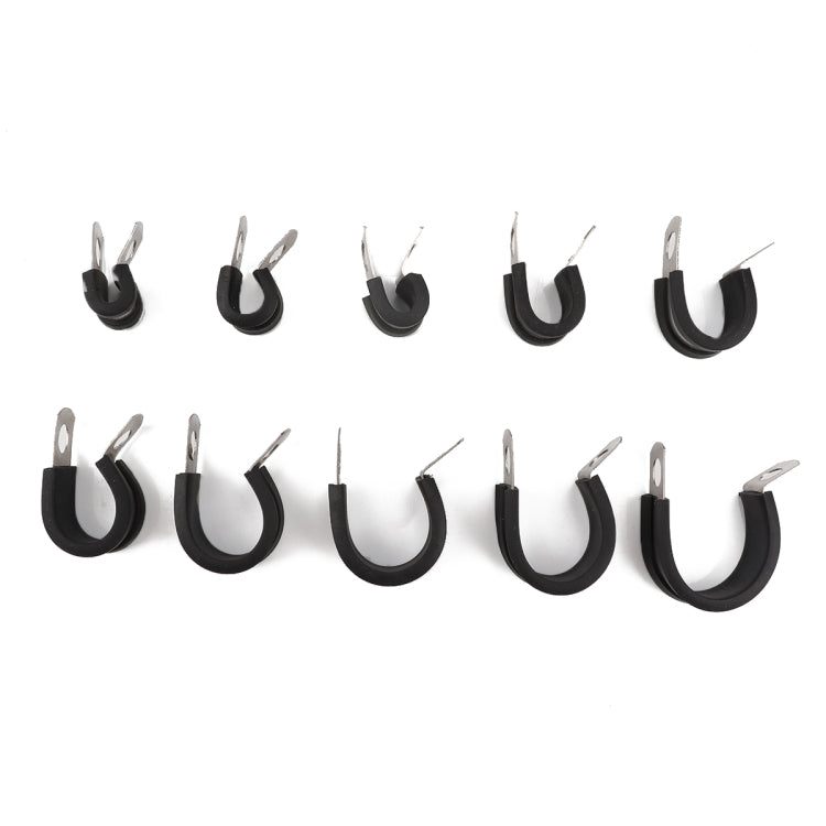 10 PCS Car Rubber Cushion Pipe Clamps Stainless Steel Clamps, Size: 9/16 inch (14mm), Size: 9/16 inch (14mm)