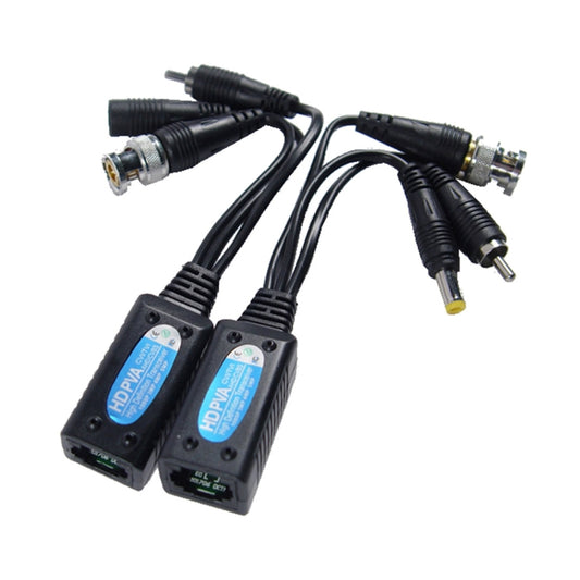 2 PCS Anpwoo 500PVA Balun 3 en 1 raccordable alimentation + vidéo + audio HD-CVI/AHD/TVI Transceiver passif torsadé, 500PVA