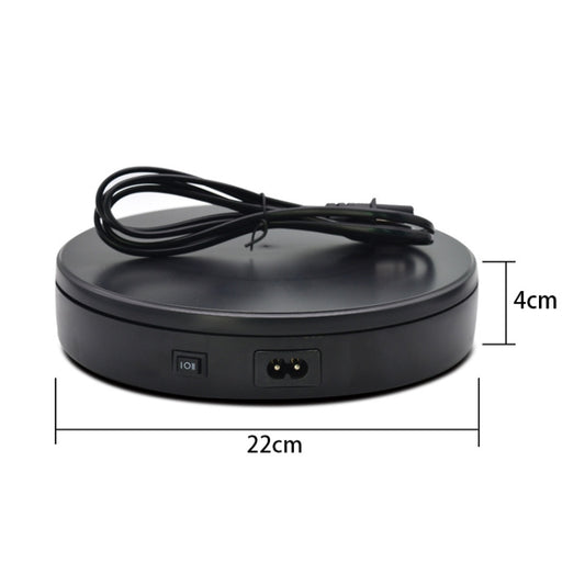 22cm Electric Rotating Turntable Display Stand Live Video Shooting Props Turntable Jewelry Shoes Display Platform, US Plug, 22cm(Black), 22cm(White)