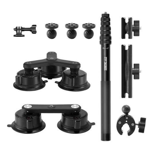 STARTRC Dual-leg Suction Cup and Three-leg Car Suction Cup Mount with Selfie Stick Set