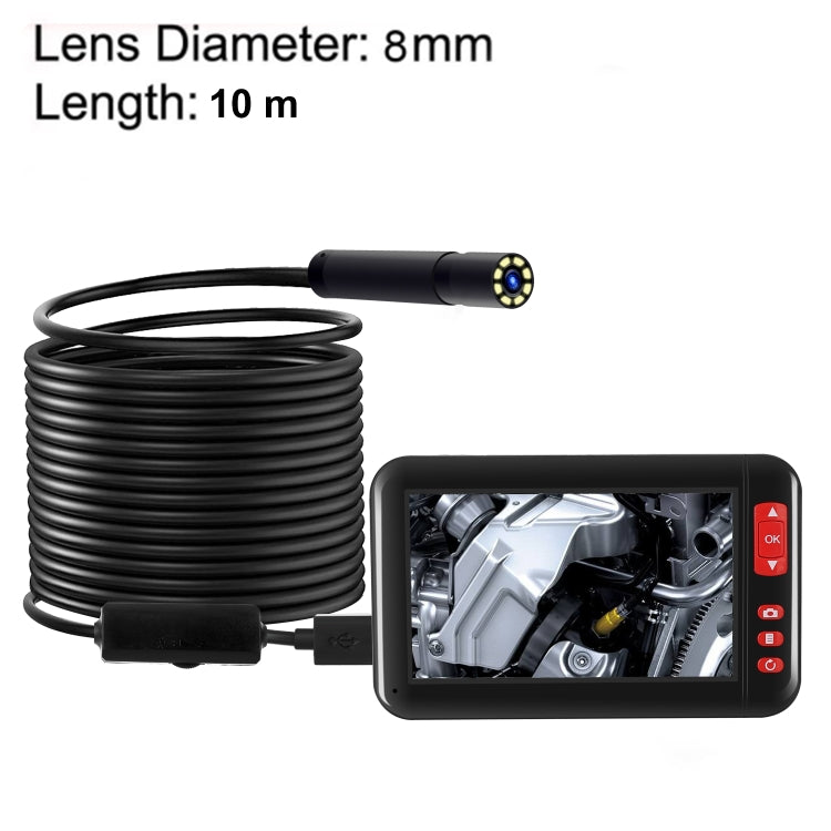 P20 4.3 Inch Screen Display HD1080P Inspection Endoscope with 8 LEDs, Length: 10m, Lens Diameter: 8mm, Hard Line, Length: 10m, Hard Line