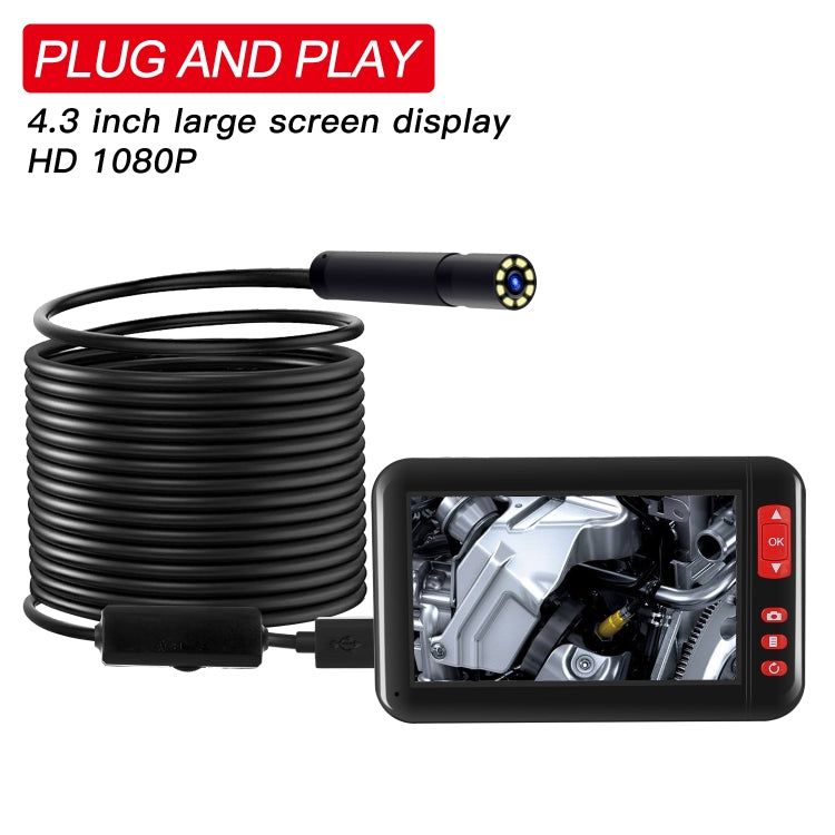 P20 4.3 Inch Screen Display HD1080P Inspection Endoscope with 8 LEDs, Length: 10m, Lens Diameter: 8mm, Hard Line, Length: 10m, Hard Line