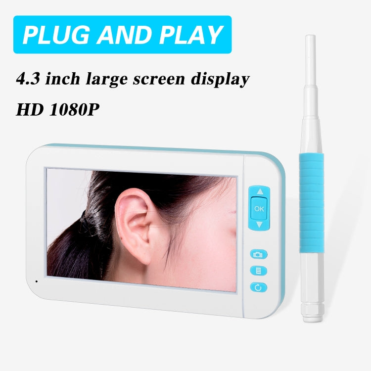 C01 4.3 Inch Screen Display HD1080P Visual Earspoon Endoscope with 6 LEDs, Diameter:5.5mm, C01 5.5mm