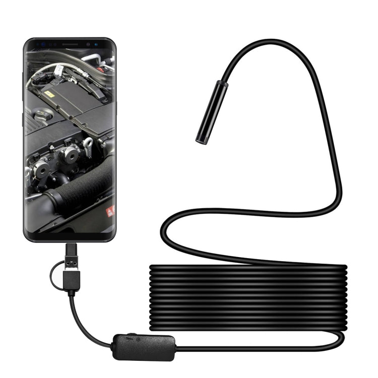 Y101 8mm Spiral Head 3 In 1 Waterproof Digital Endoscope Inspection Camera, Length: 5m Hard Cable, Length: 5m Hard Cable