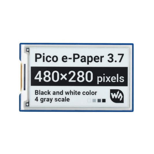 Waveshare 3.7 inch 480x280 Pixel E-Paper E-Ink Display Module for Raspberry Pi Pico, 4 Grayscale, SPI Interface, 20123