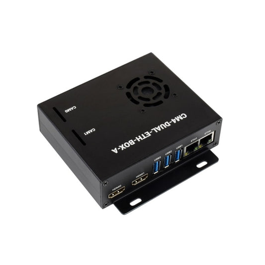 Waveshare Dual Gigabit Ethernet Mini-Computer with Metal Case & Cooling Fan for Raspberry Pi CM4, Dual Gigabit Ethernet