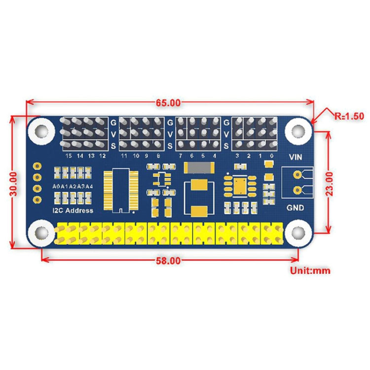 Waveshare 16-Channel 12-bit I2C Servo Driver HAT B for Raspberry Pi, 17035