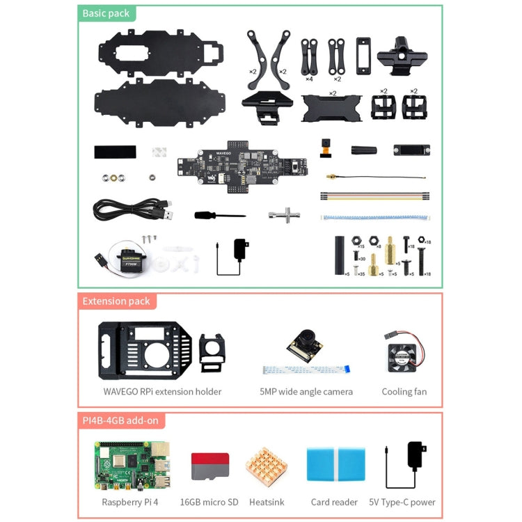 Waveshare WAVEGO 12-DOF Bionic Dog-Like Robot, Extension Pack, Extension Pack