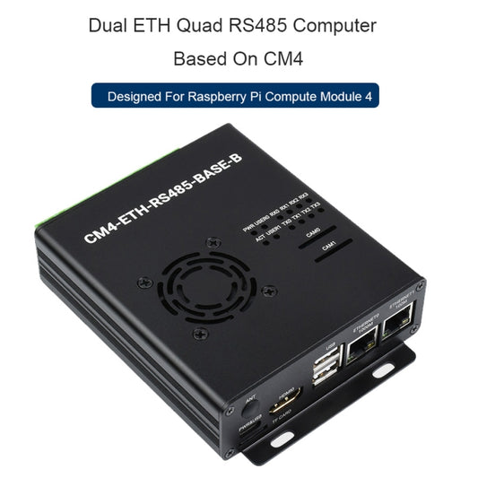 Waveshare Dual ETH Mini-Computer for Raspberry Pi CM4, Gigabit Ethernet, 4CH Isolated RS485