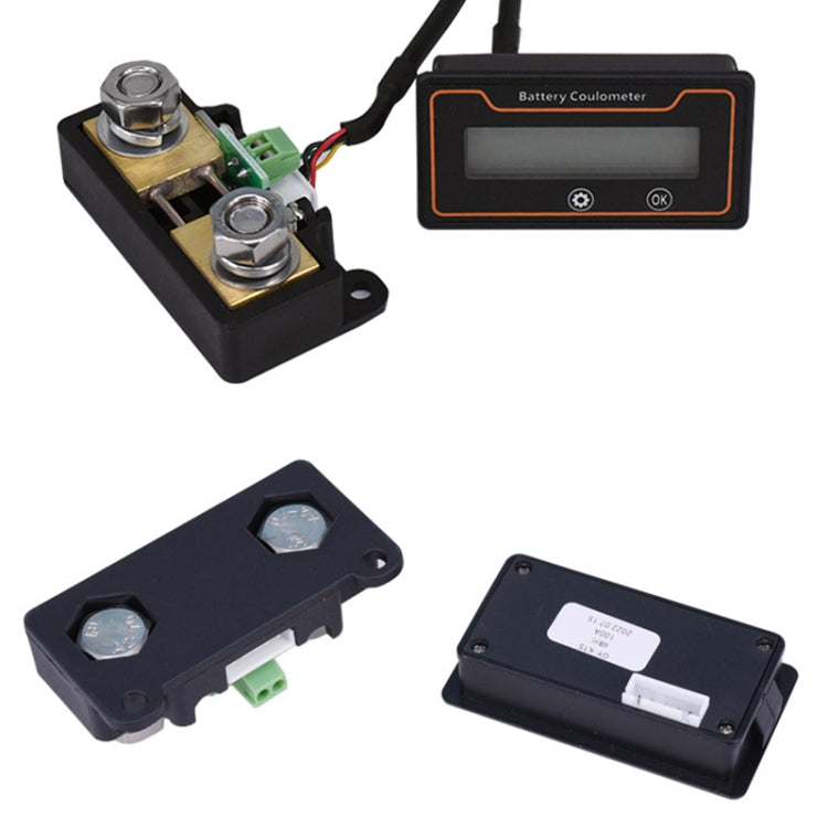 2m 100A 12V 48V Digital Display DC Current Voltmeter Lead-Acid Lithium Battery Charge Meter, 2m 100A