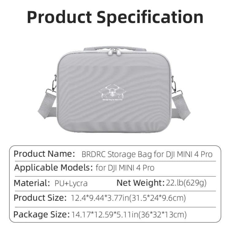 For DJI Mini 4 Pro BRDRC Shoulder Drone Remote Control Storage Carrying Bag, For DJI Mini 4 Pro