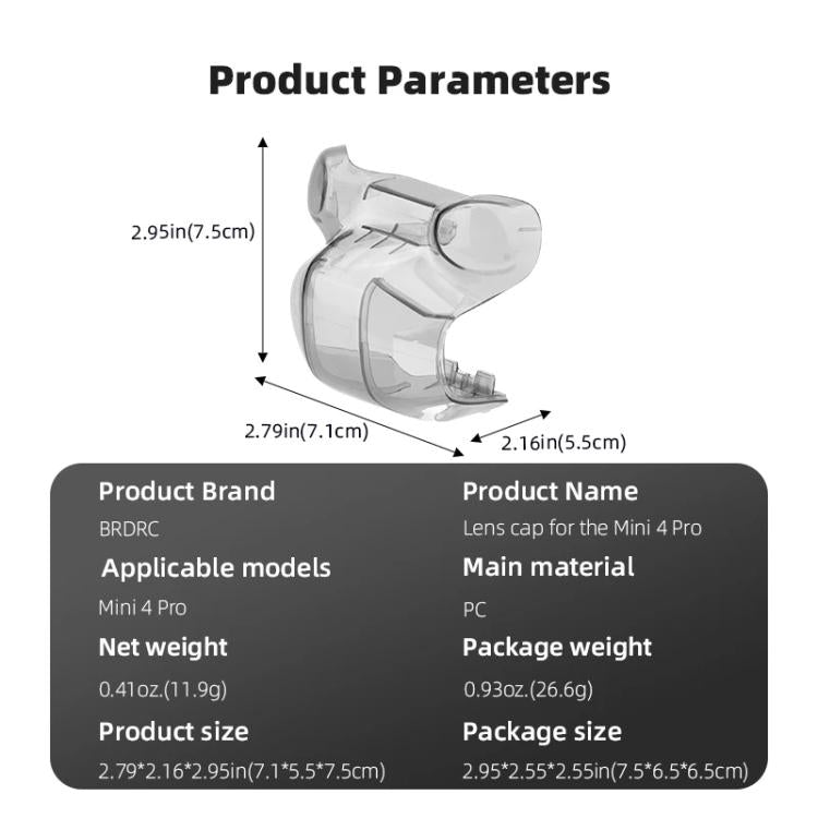 For DJI Mini 4 Pro BRDRC Lens Protective Cover Gimbal Cover, For DJI Mini 4 Pro