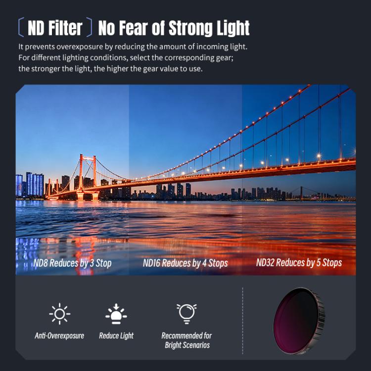 For DJI Osmo Action 6 STARTRC 4 in 1 CPL ND8 ND16 ND32 Camera Lens Filter, For DJI Osmo Action 6