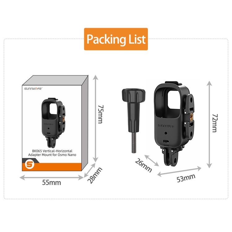 For DJI Osmo Nano Sunnylife Foldable Vertical-Horizontal Adapter Mount Protective Frame Mounting Brackets Housing Cover, ON-BK065 Vertical-Horizontal Frame
