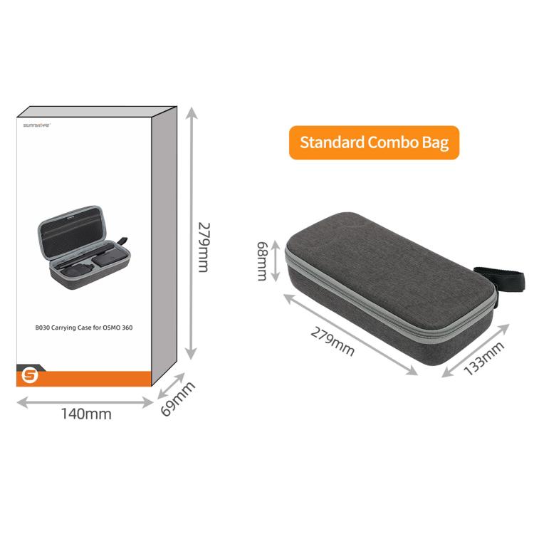 For DJI Osmo 360 Sunnylife Standard Travel Hard Storage Box Expansion Handbag, OS-B030