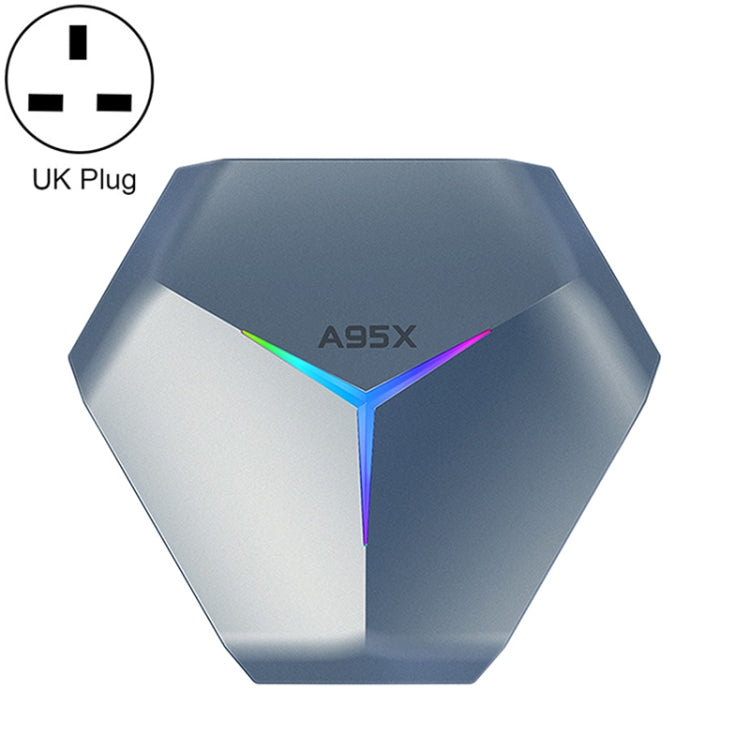 A95X F4 8K UHD Smart TV BOX Android 10.0 Media Player wtih Remote Control, Amlogic S905X4 Quad Core Cortex-A55 up to 2.0GHz, RAM: 4GB, ROM: 64GB, 2.4GHz/5GHz WiFi, Bluetooth, EU Plug(Metallic Blue), 4GB+64GB